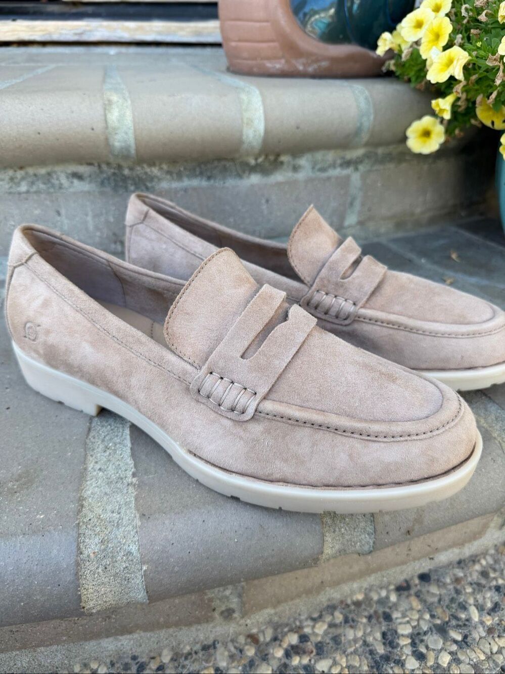 Beautiful taupe Born suede Penny Loafers